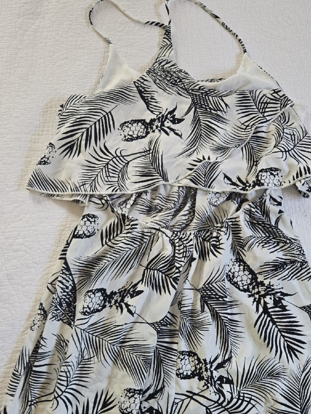 Black & White Tropical Maxi Dress with Halter Neck - Picture 2 of 4